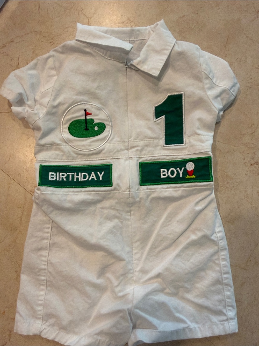 White 'Birthday Boy'  Caddy outfit